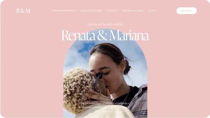 Exemplo de um site de casamento da Wedy