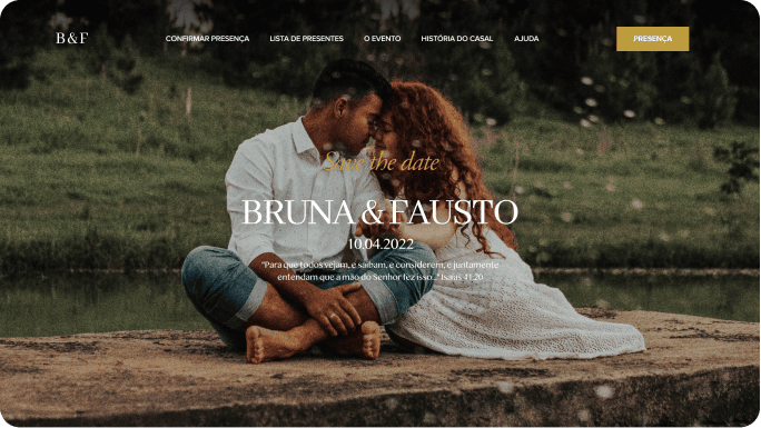 Exemplo de um site de casamento da Wedy