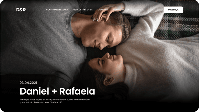 Exemplo de um site de casamento da Wedy