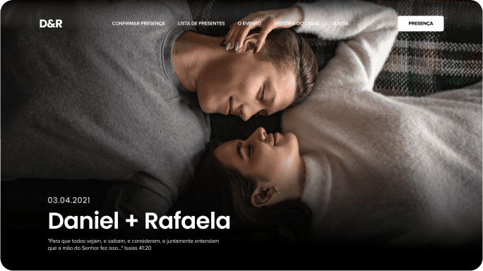 Exemplo de um site de casamento da Wedy