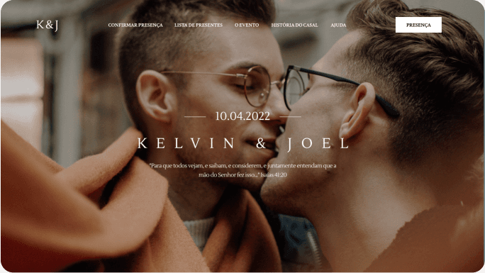 Exemplo de um site de casamento da Wedy