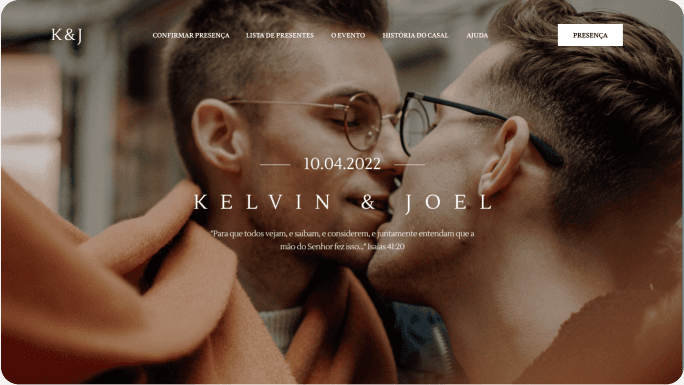 Exemplo de um site de casamento da Wedy