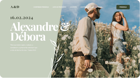 Exemplo de um site de casamento da Wedy