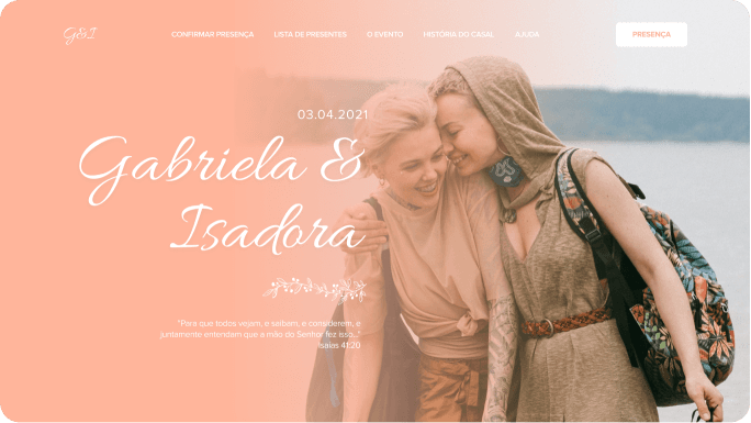 Exemplo de um site de casamento da Wedy