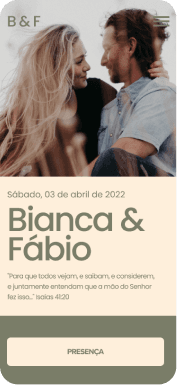 Exemplo de um site de casamento da Wedy