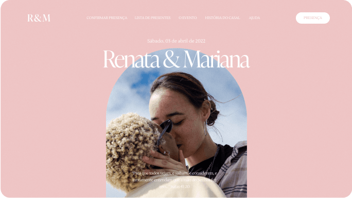 Exemplo de um site de casamento da Wedy