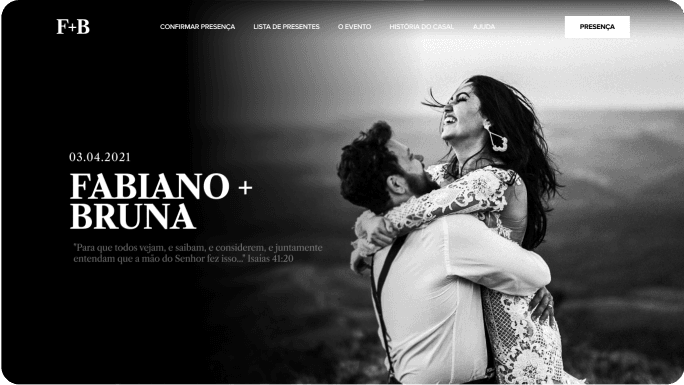 Exemplo de um site de casamento da Wedy