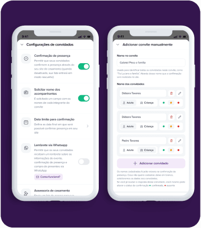 Configurações de convidados